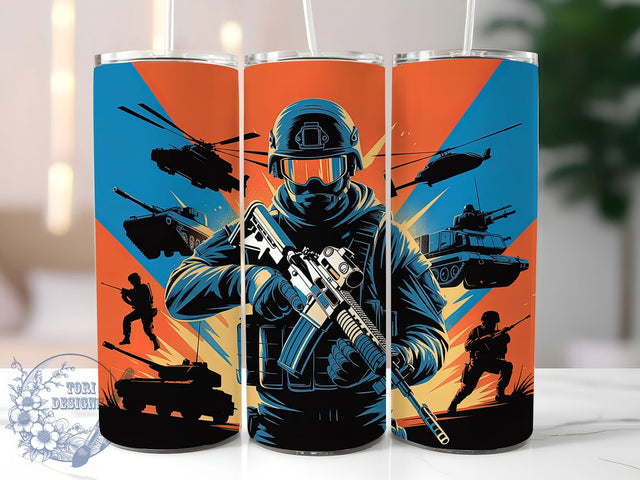 Battlefield War Zone Gamer Tumbler, Gamer Tumbler, War Zone Design, 20Oz Tumbler Wrap, Video Game Cup, Military Style, Sublimation Drinkware Sublimation ToriDesigns 
