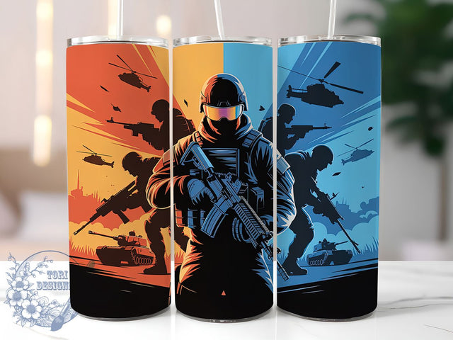 Battlefield War Zone Gamer Tumbler, Gamer Tumbler, War Zone Design, 20Oz Tumbler Wrap, Video Game Cup, Military Style, Sublimation Drinkware Sublimation ToriDesigns 