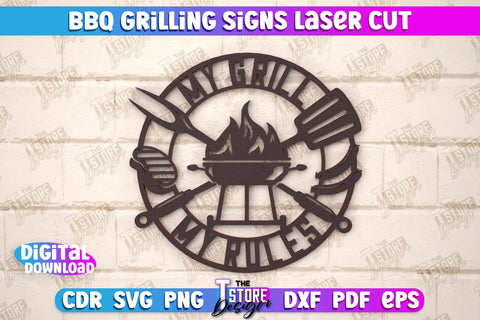 BBQ Grilling Sign Bundle | Patio Sign | Wall Signboard | Kitchen Décor | CNC File SVG The T Store Design 
