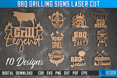 BBQ Grilling Sign Bundle | Patio Sign | Wall Signboard | Kitchen Décor | CNC Files SVG Fly Design 