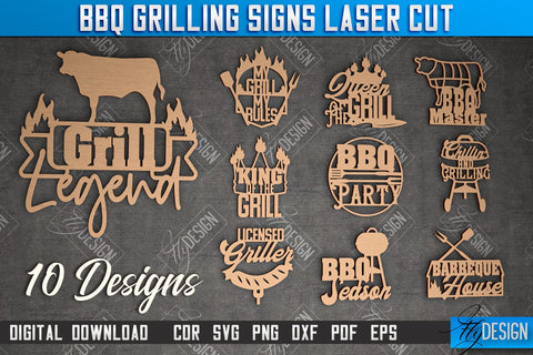BBQ Grilling Sign Bundle | Patio Sign | Wall Signboard | Kitchen Décor | CNC Files SVG Fly Design 