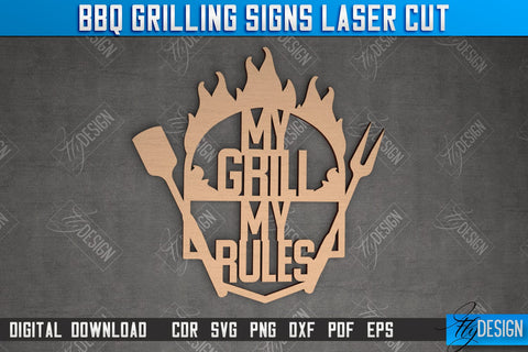 BBQ Grilling Sign Bundle | Patio Sign | Wall Signboard | Kitchen Décor | CNC Files SVG Fly Design 