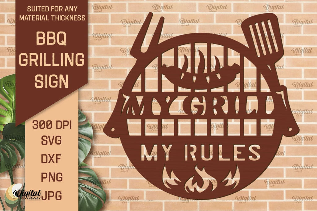 BBQ Grilling Sign Laser Cut. BBQ Sign SVG Laser Cut Files - So Fontsy