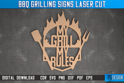 BBQ Grilling Sign | Patio Sign | Wall Signboard | Kitchen Décor | CNC File SVG Fly Design 