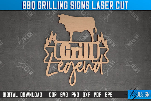 BBQ Grilling Sign | Patio Sign | Wall Signboard | Kitchen Décor | CNC File SVG Fly Design 