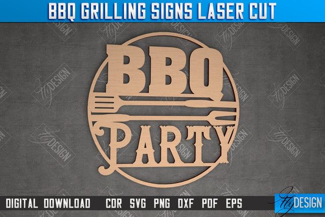 BBQ Grilling Sign | Patio Sign | Wall Signboard | Kitchen Décor | CNC File SVG Fly Design 