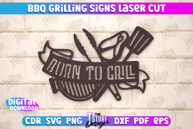 BBQ Grilling Sign | Patio Sign | Wall Signboard | Kitchen Décor | CNC File SVG The T Store Design 