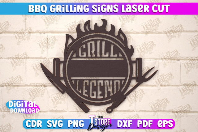 BBQ Grilling Sign | Patio Sign | Wall Signboard | Kitchen Décor | CNC File SVG The T Store Design 