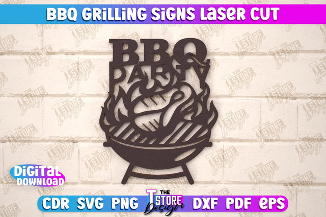 BBQ Grilling Sign | Patio Sign | Wall Signboard | Kitchen Décor | CNC File SVG The T Store Design 