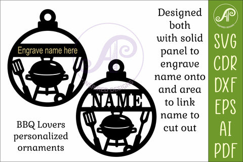 BBQ Ornament SVG, Barbecue Christmas Decoration Grill Master SVG APInspireddesigns 