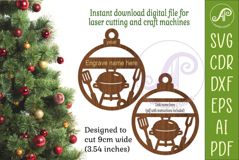 BBQ Ornament SVG, Barbecue Christmas Decoration Grill Master SVG APInspireddesigns 