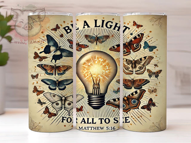 Be a Light Matthew 516 Tumbler Wrap, Be a Light Tumbler, Matthew 516, 20oz Tumbler Wrap, Sublimation Design, Christian Gift, Faith-Based Drinkware, Inspirational Decor Sublimation Lara' s Designs 