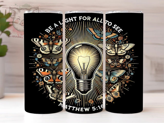 Be a Light Matthew 516 Tumbler Wrap, Be a Light Tumbler, Matthew 516, 20oz Tumbler Wrap, Sublimation Design, Christian Gift, Faith-Based Drinkware, Inspirational Decor Sublimation Lara' s Designs 