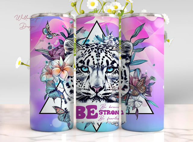 Be Brave Be Strong Be Fearless Christian Bible Verse Religious 20oz Skinny Tumbler Wrap PNG Sublimation Design Sublimation WillowSageDesign 