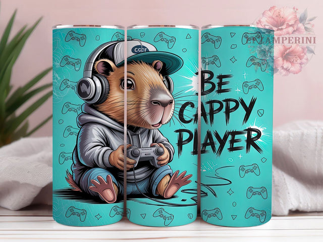 Be Cappy Gamer Capybara Tumbler, Gamer Tumbler Design, Be Cappy Tumbler, 20oz Skinny Tumbler Wrap, Animal Gamer Tumbler, Gaming Tumbler Wrap, Cute Capybara Design Sublimation Li Zamperini 