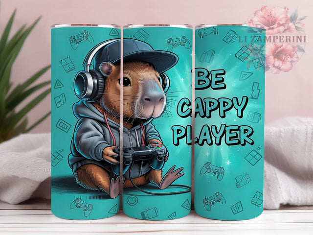 Be Cappy Gamer Capybara Tumbler, Gamer Tumbler Design, Be Cappy Tumbler, 20oz Skinny Tumbler Wrap, Animal Gamer Tumbler, Gaming Tumbler Wrap, Cute Capybara Design Sublimation Li Zamperini 