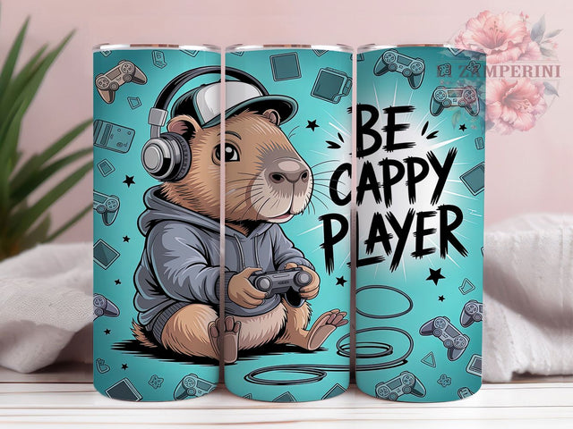 Be Cappy Gamer Capybara Tumbler, Gamer Tumbler Design, Be Cappy Tumbler, 20oz Skinny Tumbler Wrap, Animal Gamer Tumbler, Gaming Tumbler Wrap, Cute Capybara Design Sublimation Li Zamperini 