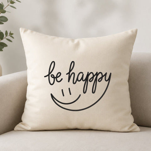 Be Happy Smile Quote Machine Embroidery Design PES DST Stitch Pattern Files Embroidery/Applique DESIGNS PatternFeed8 