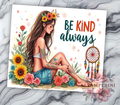 Be Kind Always Tumbler, 20oz Sublimation Design, Mystic Tumbler PNG, Inspirational Quote Tumbler, Digital Download Tumbler, Bohemian Gift Tumbler Sublimation Li Zamperini 