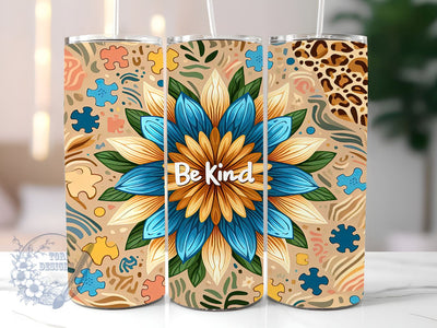 Be Kind Autism 20oz Skinny Tumbler, Autism Awareness Tumbler Png, Straight & Tapered Tumbler Wrap, Instant Digital Download Sublimation ToriDesigns 