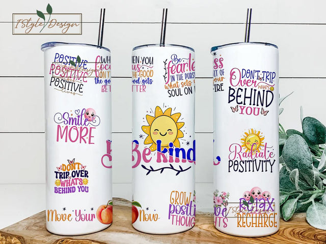 Be KIND Boho Inspirational Quotes 20oz Skinny Tumbler Wrap Motivation Positive Affirmations PNG Sublimation Designs Sublimation iStyleDesign 