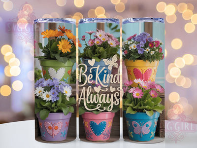 Be Kind Floral 20oz Tumbler, Inspirational Gift, Sublimation Wrap, Positive Mug, 20oz Tumbler Design, Be Kind Quote, Motivational Theme Sublimation ToriDesigns 