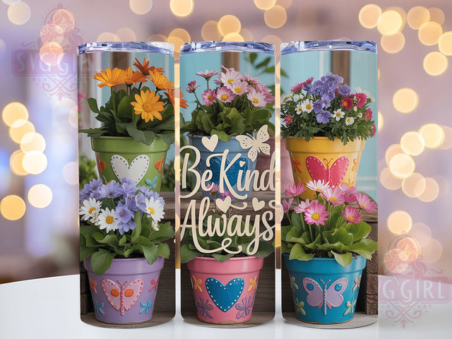 Be Kind Floral 20oz Tumbler, Inspirational Gift, Sublimation Wrap, Positive Mug, 20oz Tumbler Design, Be Kind Quote, Motivational Theme Sublimation ToriDesigns 