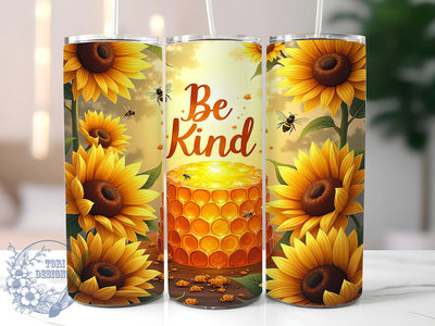 Be Kind, Honey Bee, Sunflowers, 20oz Tumbler, Sublimation Design, Bee Themed Gift, Floral Drinkware Sublimation ToriDesigns 