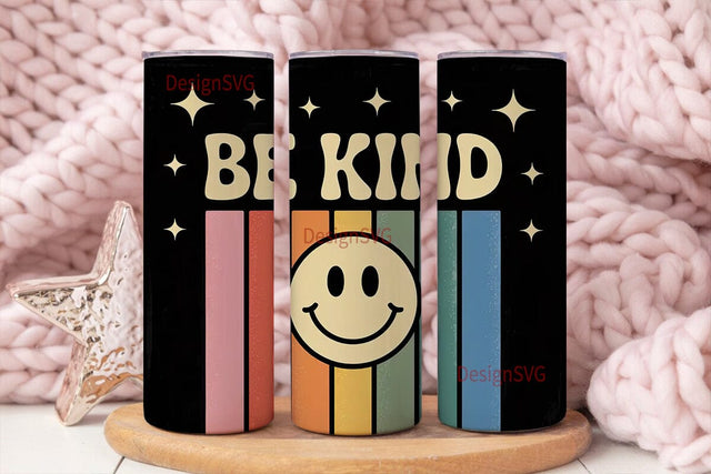 Be Kind Retro 20oz Tumbler Wrap Sublimation DesignSVG 