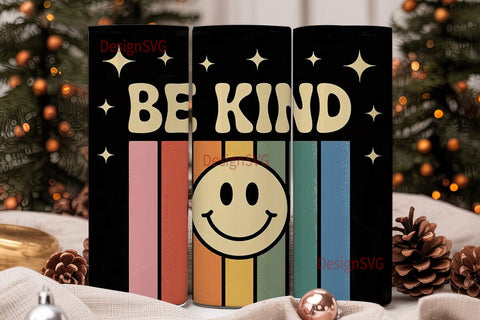 Be Kind Retro 20oz Tumbler Wrap Sublimation DesignSVG 
