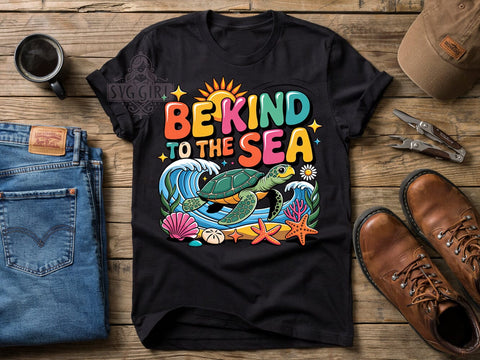 Be Kind Sea Turtle T-Shirt PNG, Be Kind, Sea Turtle, Ocean Vibes, Positive Message, Sublimation PNG, Statement Shirt, Coastal Fashion Sublimation SvggirlplusArt 