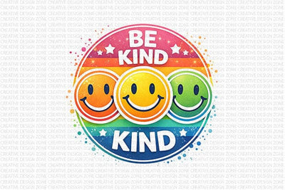 Be Kind Smiley Face PNG | Retro Rainbow Kindness Sublimation SVG BillahCrafts 