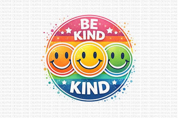 Be Kind Smiley Face PNG | Retro Rainbow Kindness Sublimation SVG BillahCrafts 