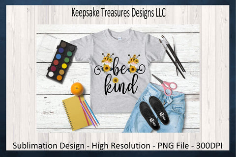 Be Kind Spring Sunflower Gnome, Bee Gnome, Sublimation PNG Design, Digital Download Sublimation Keepsake Treasures Designs LLC. 