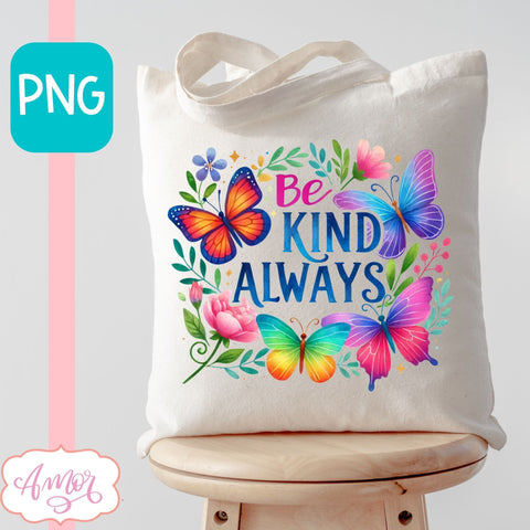Be kind sublimation design for T-shirts | Butterflies PNG Sublimation Amorclipart 