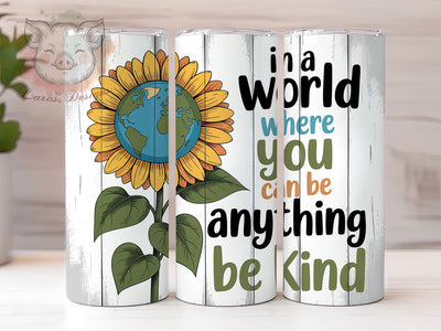 Be Kind Sunflower 20oz Tumbler, Inspirational Gift, Sublimation Wrap, Motivational Mug, 20oz Tumbler Design, Be Kind Quote, Positive PNG Sublimation Lara' s Designs 