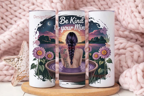 Be Kind to Your Mind 20oz Tumbler Sublimation DesignSVG 