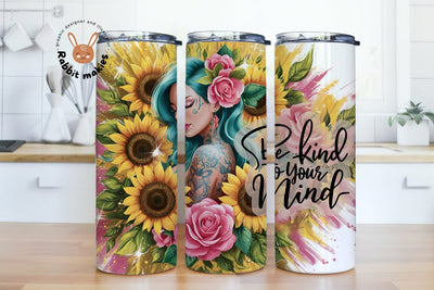 Be Kind to Your Mind Positive affirmation 20 oz Skinny Sublimation Tumbler, Self motivation Quote Tumbler Sublimation Rabbitmakies 
