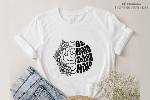 Be kind to your mind Svg, Mental Health Svg, Floral Brain Svg SVG Artinrhythm shop 