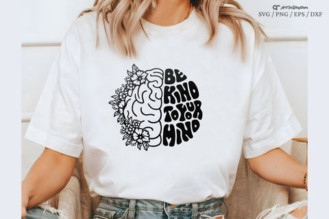 Be kind to your mind Svg, Mental Health Svg, Floral Brain Svg SVG Artinrhythm shop 