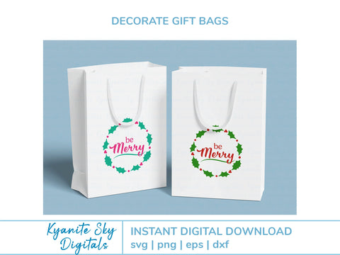 Be Merry Holly Wreath SVG Christmas vinyl cut file SVG Kyanite Sky Digitals 