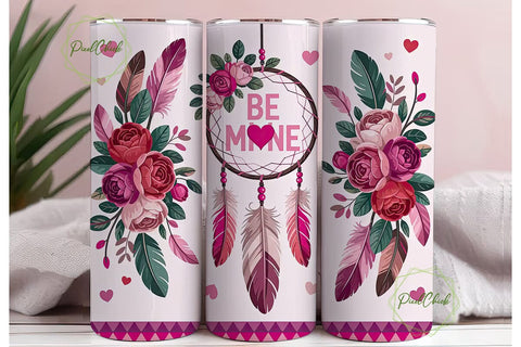 Be Mine Dreamcatcher 20oz Tumbler Wrap Sublimation PixelChick 