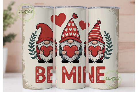Be Mine Gnomes 20oz Tumbler Wrap Sublimation PixelChick 