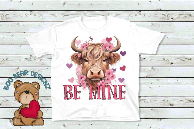 Be Mine, Highland cow Sublimation Sublimation Boo Bear Designz 