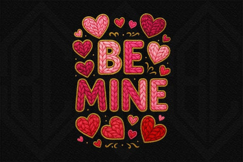 Be Mine Knitted Heart Valentine PNG SVG BillahCrafts 