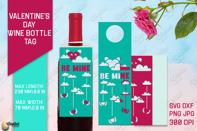 Be Mine SVG. Valentine's Day Wine Bottle Tag Paper Cut 3D Paper Evgenyia Guschina 