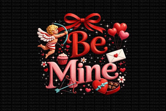 Be Mine Valentine PNG | Cupid Love Sublimation Design SVG BillahCrafts 