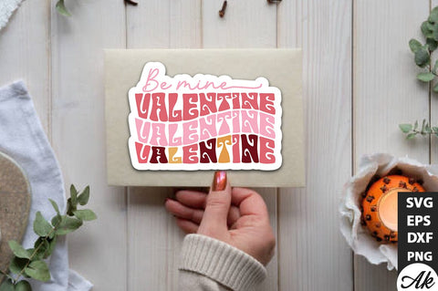 Be mine valentine Retro Stickers Design SVG akazaddesign 