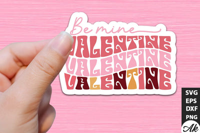 Be mine valentine Retro Stickers Design SVG akazaddesign 