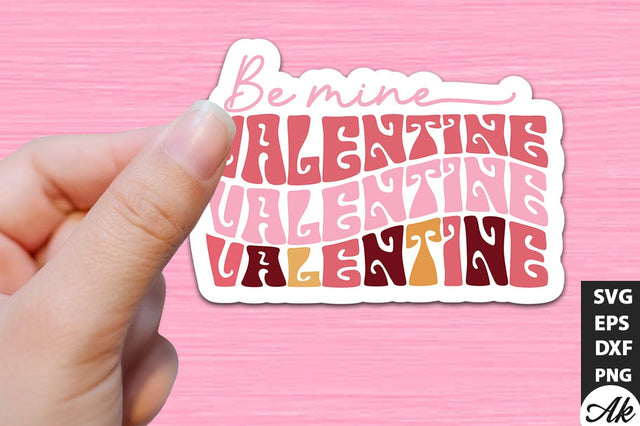 Be mine valentine Retro Stickers Design SVG akazaddesign 